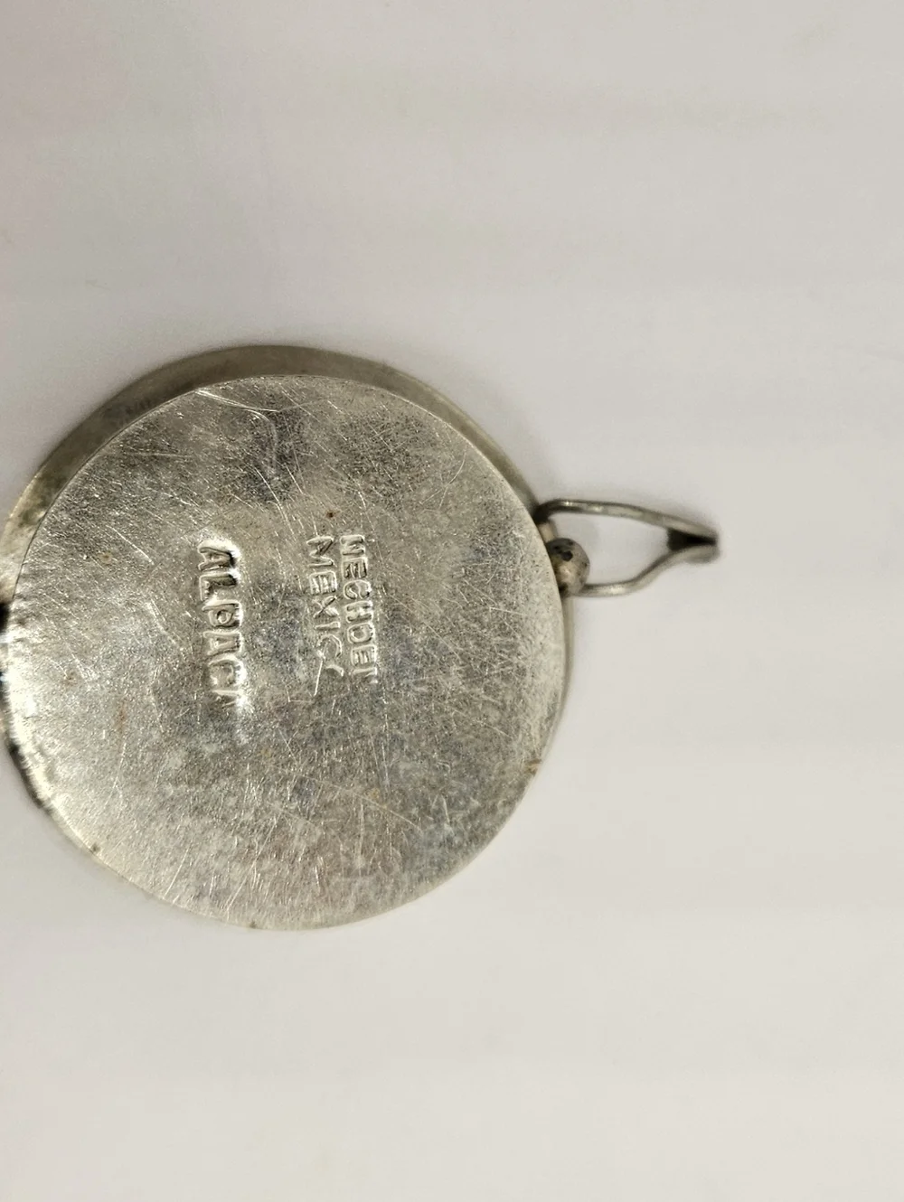Trinket Pill Box Alpaca Silver Hecho En Mexico Abalone Aztec Sun God Warrior
